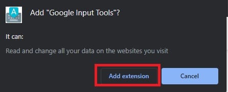 Add extension pop up